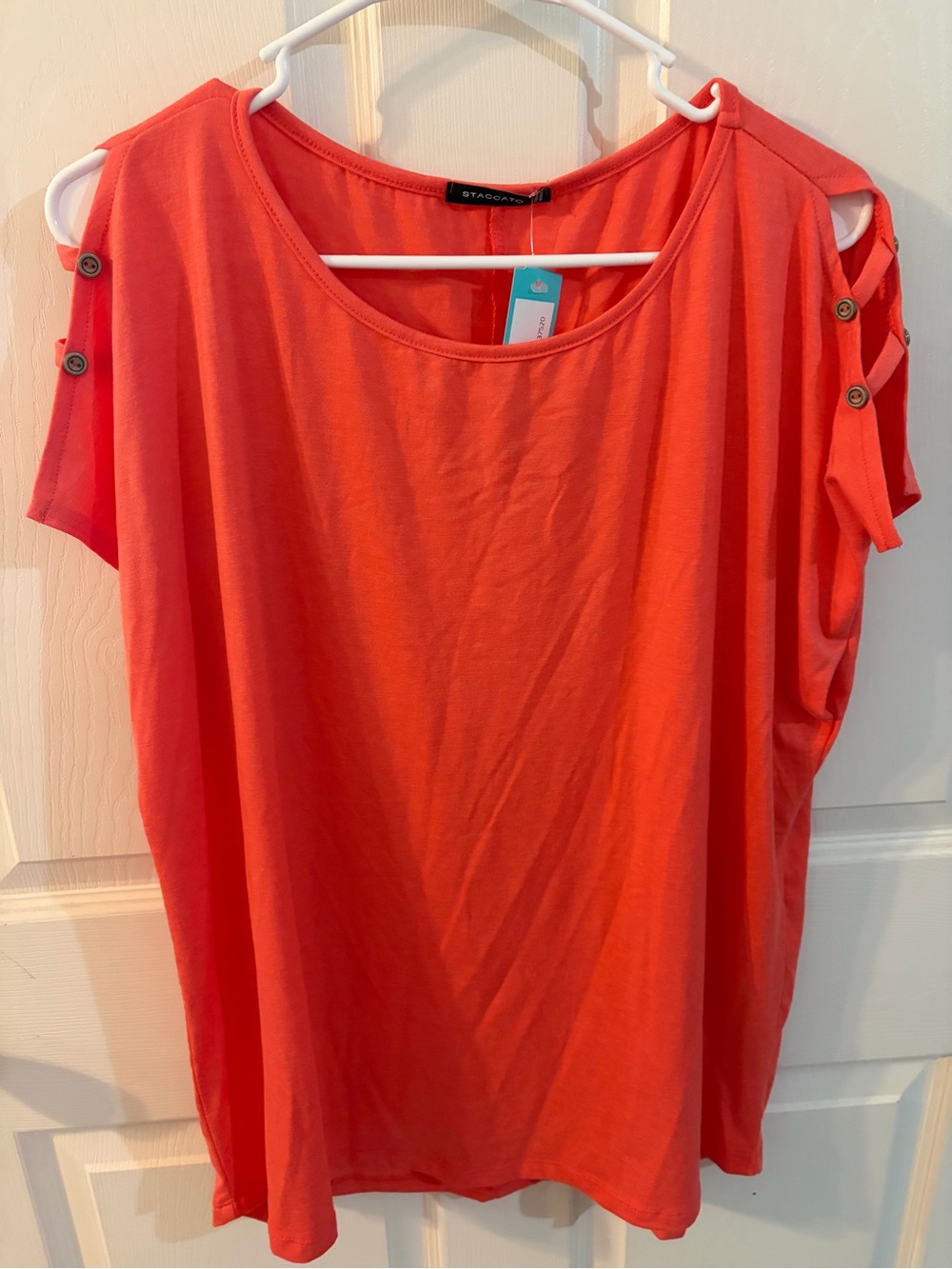 Staccato Coral Cold Shoulder Button Detail Knit Top XXL Casual Blouse